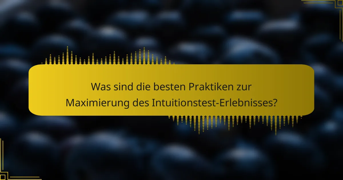 Was sind die besten Praktiken zur Maximierung des Intuitionstest-Erlebnisses?