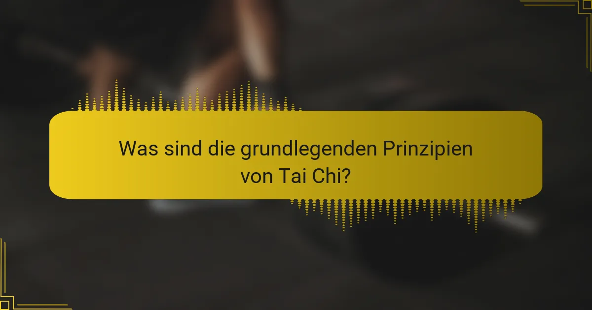 Was sind die grundlegenden Prinzipien von Tai Chi?