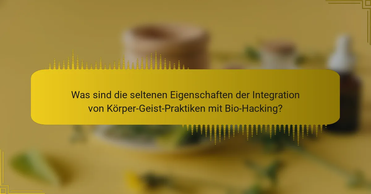 Was sind die seltenen Eigenschaften der Integration von Körper-Geist-Praktiken mit Bio-Hacking?