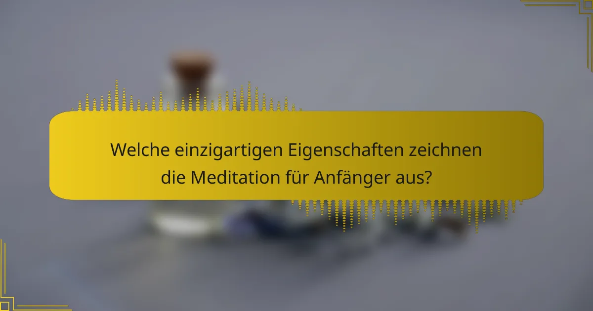 Welche einzigartigen Eigenschaften zeichnen die Meditation für Anfänger aus?