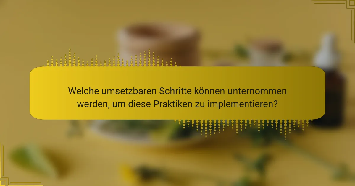 Welche umsetzbaren Schritte können unternommen werden, um diese Praktiken zu implementieren?